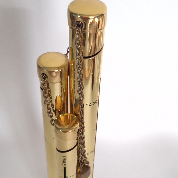 Vintage Brass Tube Tall Coin Bank KEYS AND LOCK Save Money - Picture 3 of 9